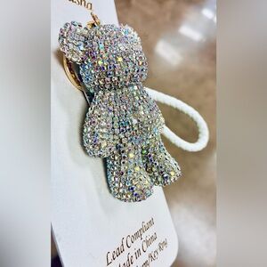 Large Sparkling AB Crystal Bear Purse Charm & Keychain